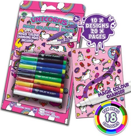 Splat Planet Unicorn Magic Colouring Book - Μαγικό Βιβλίο Ζωγραφικής με Μονόκερους