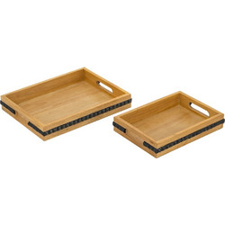 Artekko Gaia Καφέ Ξύλινοι Δίσκοι (35.5x28x5)cm (29.2x21.6x5)cm 2pcs