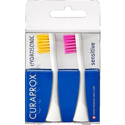 Curaprox Hydrosonic Sensitive Yellow Pink Ανταλλακτικές Κεφαλές Ηλεκτρικής Οδοντόβουρτσας 2τμχ