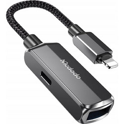 Αντάπτορας Mcdodo 2 in 1 OTG Adapter Lightning (Male) σε USB-A 3.0 (Female) & Lightning (Female) - Dark Grey (CA-2690)