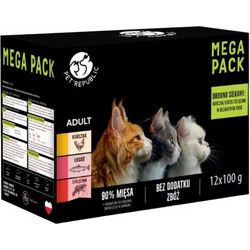 Pet Republic Υγρή Τροφή Γάτας Adult με Κοτόπουλο, Σολομό και Μοσχάρι 12τμχ x 100gr