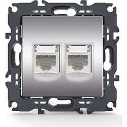 PRIME ΠΡΙΖΑ ΔΙΚΤΥΟΥ MAT ΑΛΟΥΜΙΝΙΟ ΜΕ ΒΥΣΜΑ 2XRJ45 CAT6 UTP IP20 / 1000113303