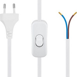Powertech POWERTECH καλώδιο τροφοδοσίας CAB-P041 με διακόπτη, 2x 0.75mm 1.5m, λευκό