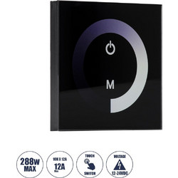 GLOBOSTAR DIMTOUCH 73318 Dimmer Τοίχου με Touch Panel με 1 x 12A 288W Κανάλι DC 12-24V 12A 288W Max IP20 - Μ9 x Π9 x Υ3.5cm