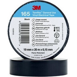 3M Temflex 165, 20m Μαύρη Μονωτική Ταινία Βινυλίου 19mmX0,15mm