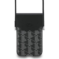 Lacoste PVC Blend Monogram Metal Logo Phone Pouch XL Black