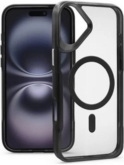 Forcell iPhone 16 MagSafe Ergofit Θήκη Με Πλαίσιο Σιλικόνης Διάφανη - Black