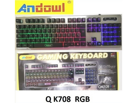 Andowl QK-708 Gaming Πληκτρολόγιο RGB Silver