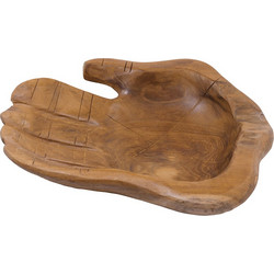 Artekko Μπωλ ξύλινο TEAK με μορφή χεριού 33x33x7cm