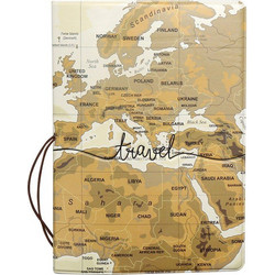 Travel World Map Θήκη Καρτών και Διαβατηρίου-Beige ΟΕΜ