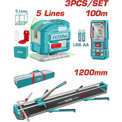Total TOS250911 Σετ Κόφτης Πλακιδίων 120cm & Αλφάδι Laser 35m & Μετρητής Αποστάσεων 100m