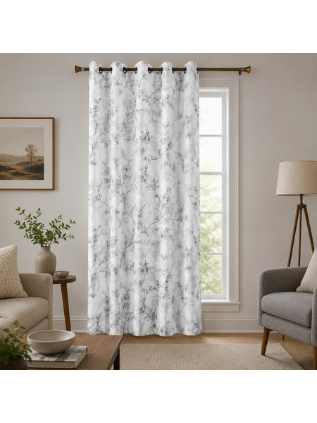 Κουρτίνα με Τρέσα Silver Blossom Eyelet Curtain 270x280cm Galifas 088637 - Galifas
