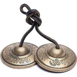 Χειροποίητα Κύμβαλα Διαλογισμού Meditation Cymbals με Χαραγμένο Σχέδιο Om 6,7cm