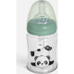 Μπιμπερό Γυάλινο με Θηλή Σιλικόνης Μέντα Panda Honey Baby 150ml