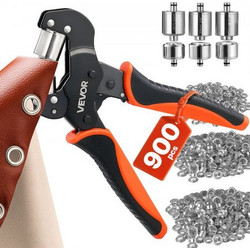 VEVOR Grommet Tool Kit 8 mm 10 mm 12 mm 900 PCS Grommet Eyelet Tool Kit, με οπές και ροδέλες, χειροκίνητη πένσα πρέσας, εργαλεία διάτρησης οπών, μπλοκ, για δέρμα, μουσαμάδες, παπούτσια, χειροτεχνία, ύ