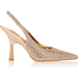 Γόβες μπρονζέ slingback με στρας