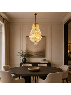 Artekko Chandelier Πολυέλαιος 8φωτος Ε14 με Διάφανο Κρύσταλλο (46x46x74)cm Διάφανο
