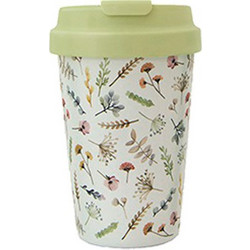 Chic Mic Ποτήρι Bamboo με Καπάκι Watercolor Flowers 350ml