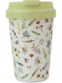 Chic Mic Ποτήρι Bamboo με Καπάκι Watercolor Flowers 350ml