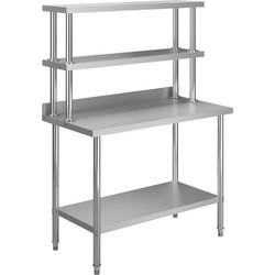 vidaXL Πάγκος Εργασίας Κουζίνας με Ράφια 120x60x150 εκ. Ανοξ. Ατσάλι