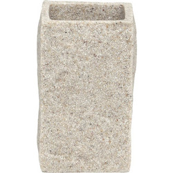 Ποτήρι Οδοντόβουρτσας Polyresin Beige MRShome (65 Μήκος x 105 Ύψος x 65 Πλάτος) 1Τεμ