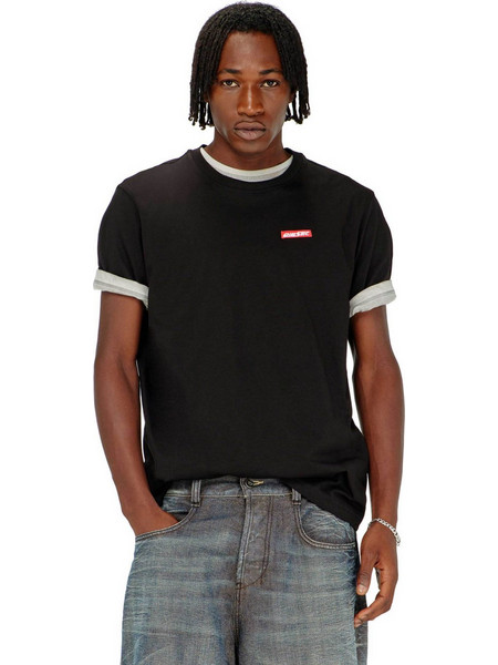 Diesel ανδρικό T-shirt με λογότυπο Regular Fit - W26A251300QIAM Μαύρο