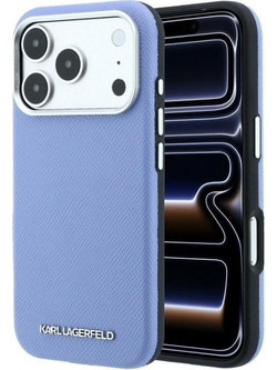 Karl Lagerfeld Grained Elongated Logo MagSafe Case Blue (iPhone 18 Pro / 17 Pro)