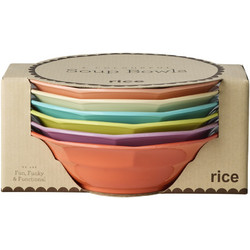 Rice - Melamine Soup Bowl - Assorted Glory Days Colors - 400 ml - 6 Pack - Home and Kitchen