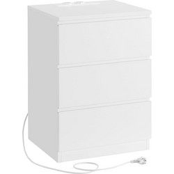 VASAGLE Κομοδίνο 40x35x59cm με Πρίζα και USB Θύρες σε Λευκό Χρώμα LET631W14V1