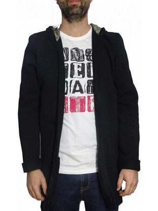 Fashion-Wear Ζακέτα φούτερ in fashion cotton μαύρη