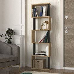 Βιβλιοθήκη χρώμα sapphire oak - ανθρακί 45x19,6x158,8εκ