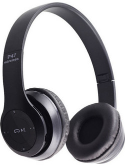 P47 Ενσύρματα & Ασύρματα Bluetooth Ακουστικά On Ear Μαύρα