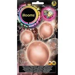 Illooms Confetti 5 Φωτεινά Μπαλόνια σε ροζ Χρυσό