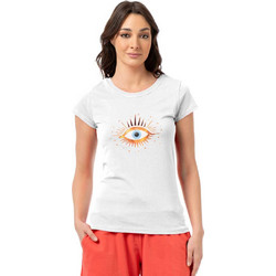 Μπλούζα μακό λαιμόκοψη στάμπα 768EYES26A - Λευκό 768EYES26A.Λευκό λευκό