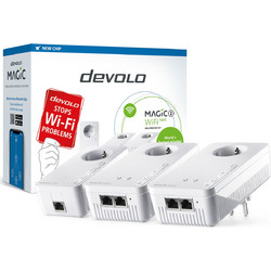 Devolo Magic 2 WiFi 2-1-3 Next Multiroom Powerline Τριπλό Kit για Ασύρματη Σύνδεση WiFi 5 με 2 Θύρες Ethernet & Passthrough Πρίζα