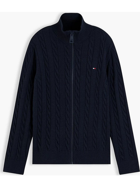 Tommy Hilfiger Cotton Cable Full Zip KB0KB10625-8Y-16Y-C1G Παιδική Ζακέτα Πλεκτή με Φερμουάρ Dark Blue