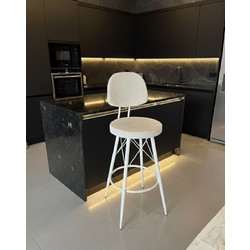 Stewehome Καρέκλα με ύφασμα baby face για τραπέζια 90 99 cm με μεταλλικά πόδια Λευκό λευκό