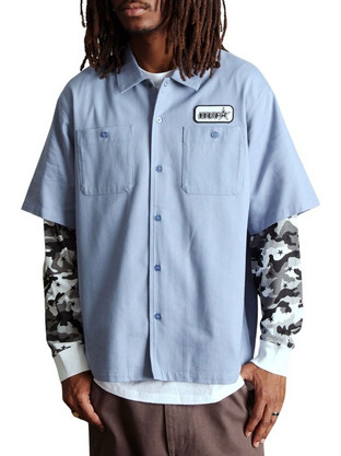 Huf Shadows Ανδρικό Πουκάμισο Μακρυμάνικο Light Blue BU00288-LBLUE