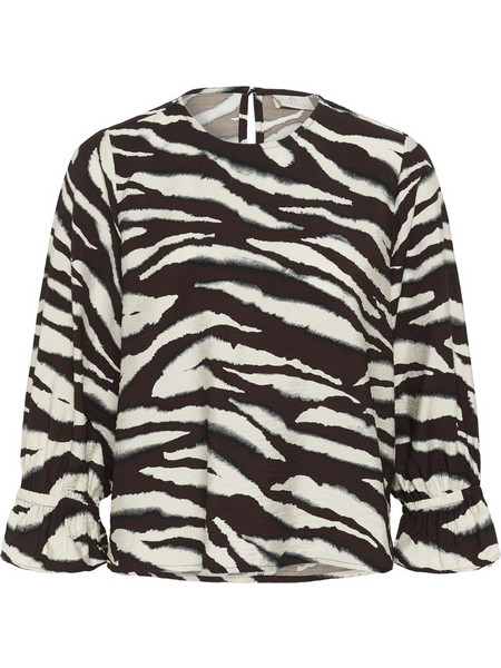 KAFFE KAviky Flowy zebra print blouse brown 10511735