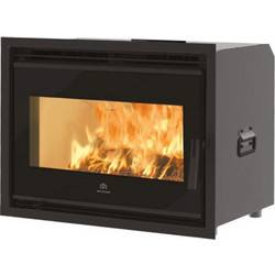 Edilkamin Firebox 60 Evo 2 Black Ecokeram Ενεργειακό Τζάκι Κασέτα Αερόθερμο Ξύλου Ίσιο 12kW Χωρίς Βεντιλατέρ