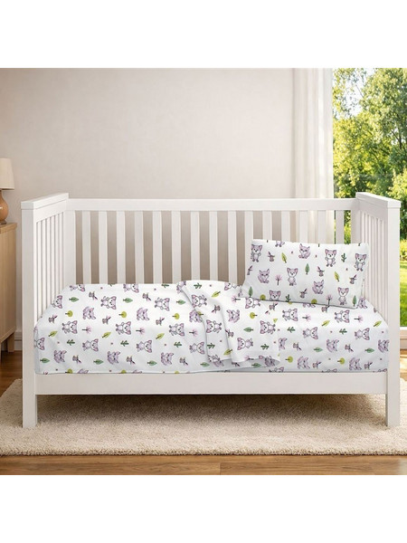 Πάπλωμα Βρεφικό Baby Foxes 594 White-Pastel Lilac DimCol 120x160cm 100% Βαμβάκι