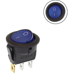 Διακόπτης On/Off 12V 20A 3 pins Rocker Μπλε W1019 RCHANG