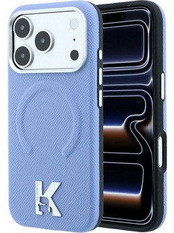 Karl Lagerfeld Grained Embossed Ring & Kameo Logo MagSafe Θήκη (iPhone 18 Pro / 17 Pro) Light Blue