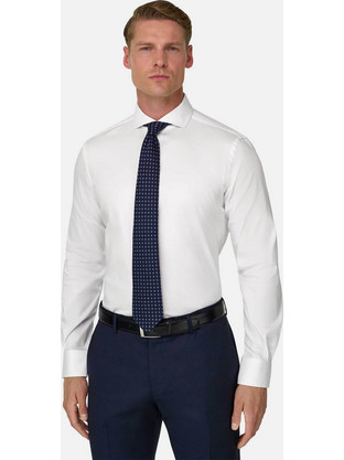 Boggi Milano Ανδρικό Πουκάμισο Textured Μονόχρωμο Slim Fit Λευκό BO26A099001