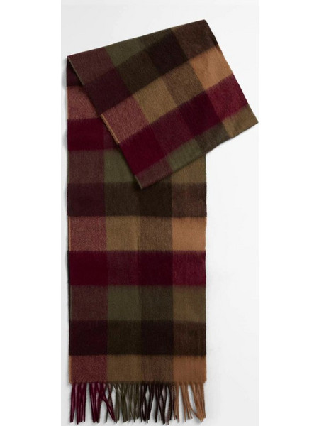 BARBOUR MEN LARGE TATTERSALL SCARF TAWNY PORT