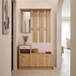 Έπιπλο εισόδου Jentia με καθρέπτη sonoma με λευκό MDF 113x100x89εκ