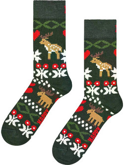 Happy Socks Fair Isle Reindeer Love Γυναικείες Κάλτσες Πράσινες