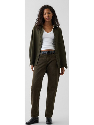 Gap Mid Rise Γυναικείο Τζιν Παντελόνι Taper Bamboo Green