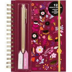 2027 Planner Εβδομαδιαίο Σπιράλ Floral Burgundy