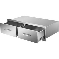 VEVOR Διπλά Συρτάρια Εξωτερικής Κουζίνας 30" x 10" x 20" Οριζόντια από Ανοξείδωτο Χάλυβα με Λαβή, για Μπάρμπεκιου και Κουζίνες Εξωτερικού Χώρου